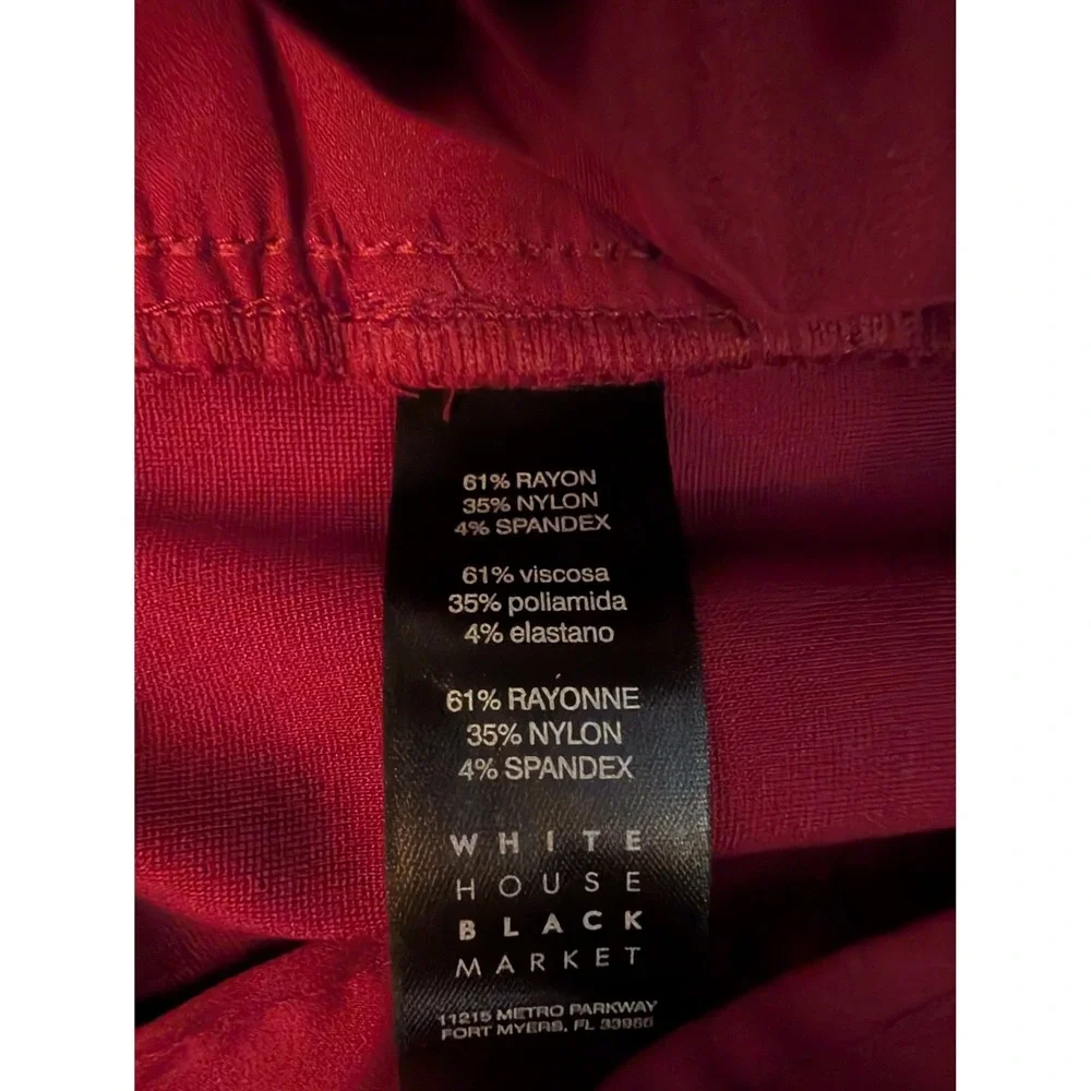 White House Black Market The Slim Ankle Pant Burgundy Maroon Work Trouser Size 2